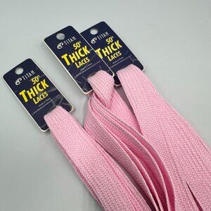 3/$30 Titan Thick Shoe Laces Pink 50 Inch Flat Wide Replacement Lot Of 3 Pairs